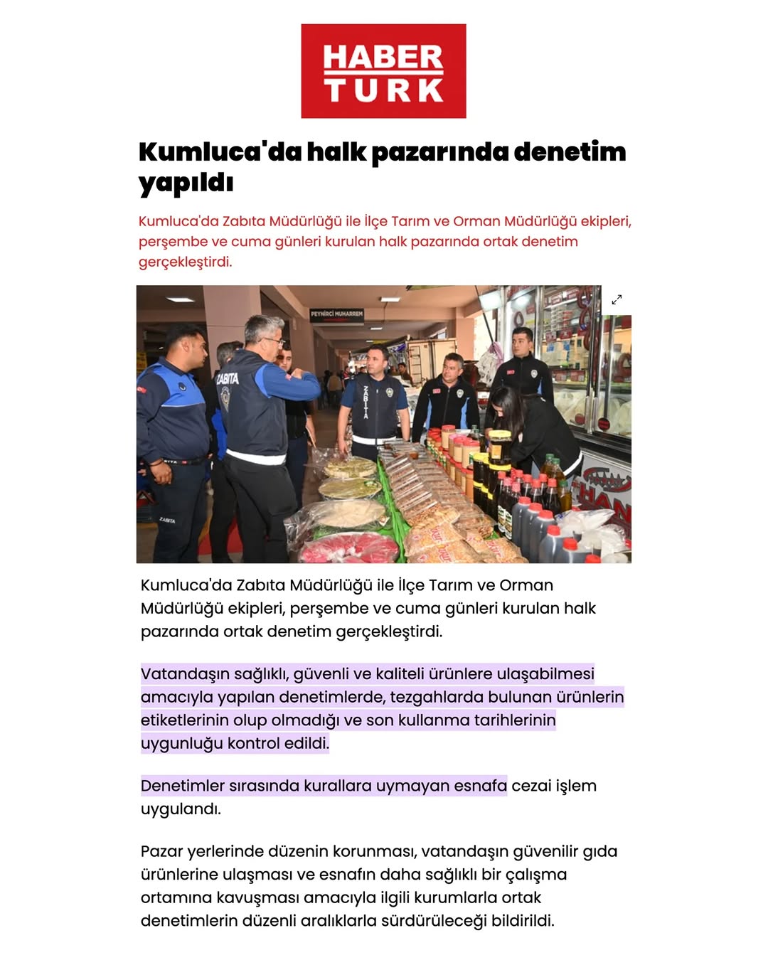 Kumluca'da Kapalı Pazar Yerinde Sıkı Denetim