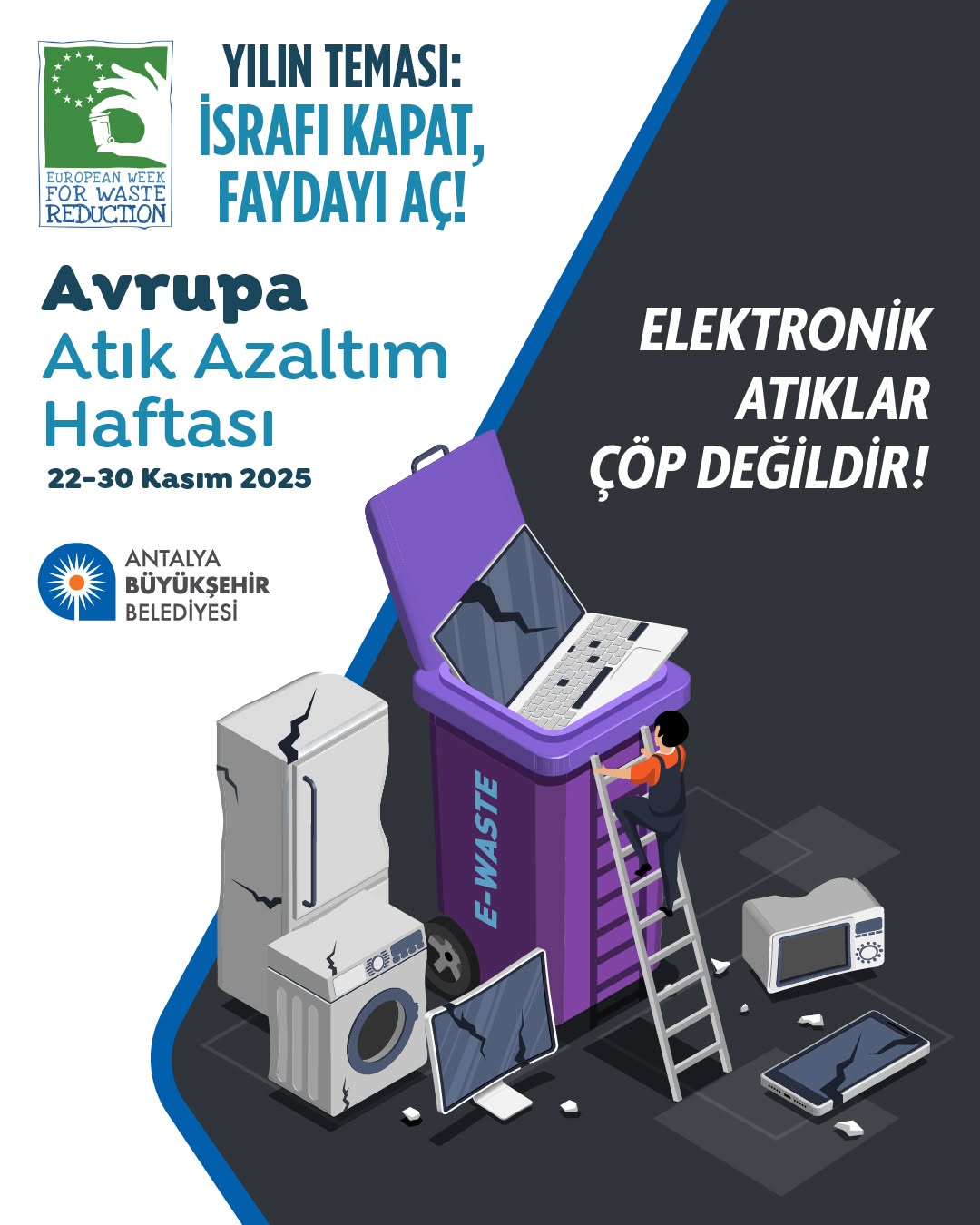 Antalya, Avrupa Atık Azaltım Haftası'nda Elektronik Atıklara Dikkat Çekiyor