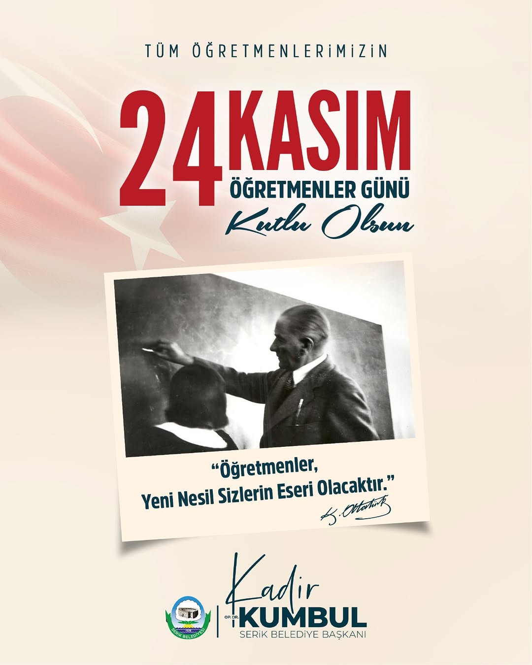Serik Belediyesi'nden 24 Kasım Öğretmenler Günü Mesajı