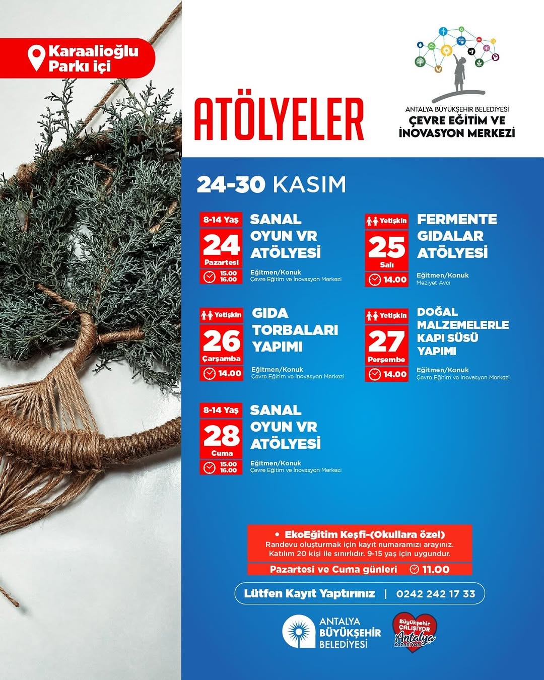 Antalya'da Çevre Dostu Atölyeler: 30 Kasım Haftası Etkinlikleri