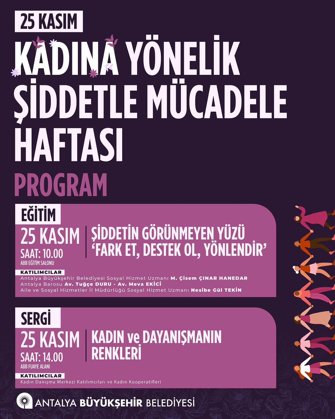 Antalya'da Kadına Yönelik Şiddetle Mücadele Haftası'nda Anlamlı Etkinlikler