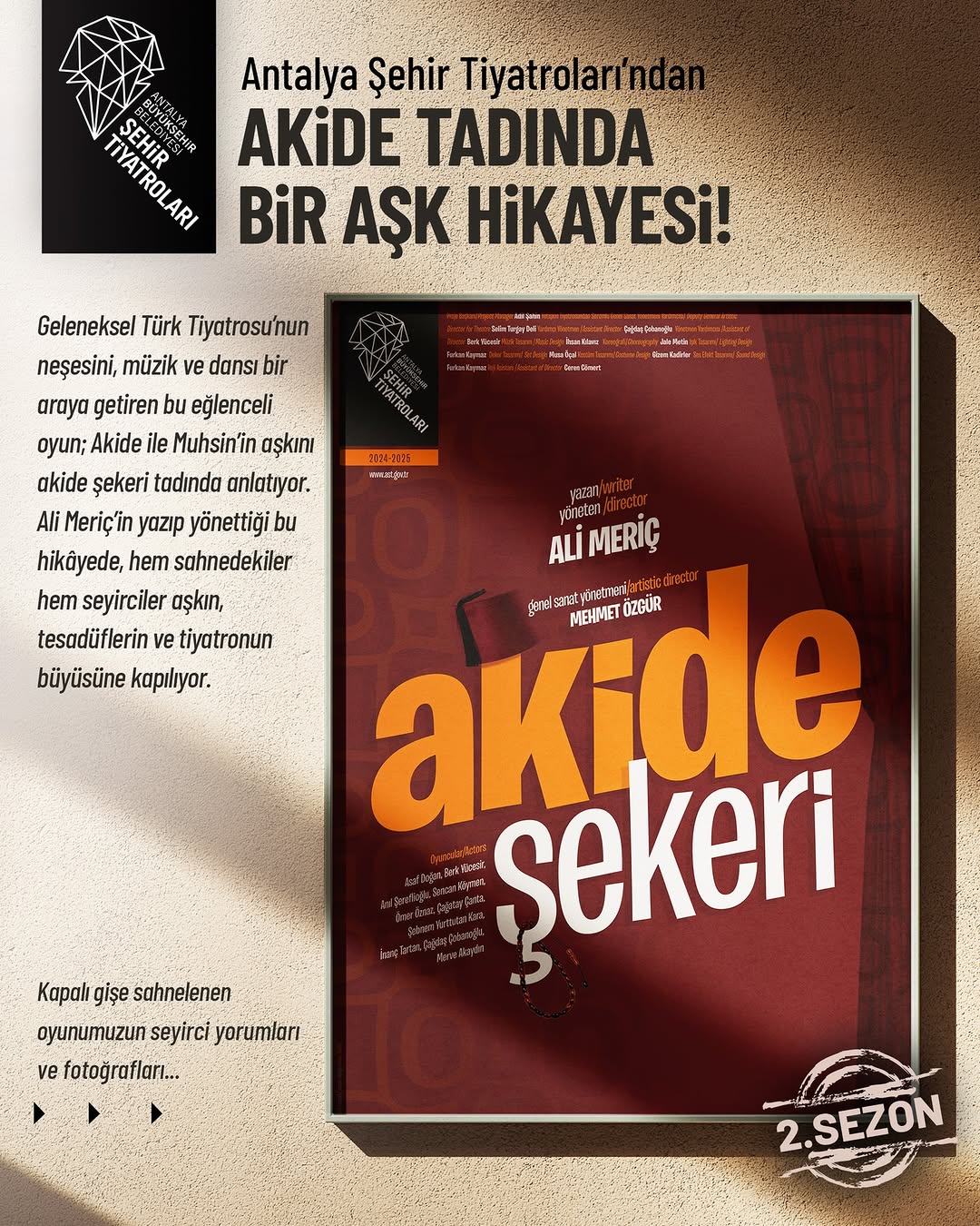 Antalya Şehir Tiyatroları, Akide Şekeri Oyununu Sahneliyor