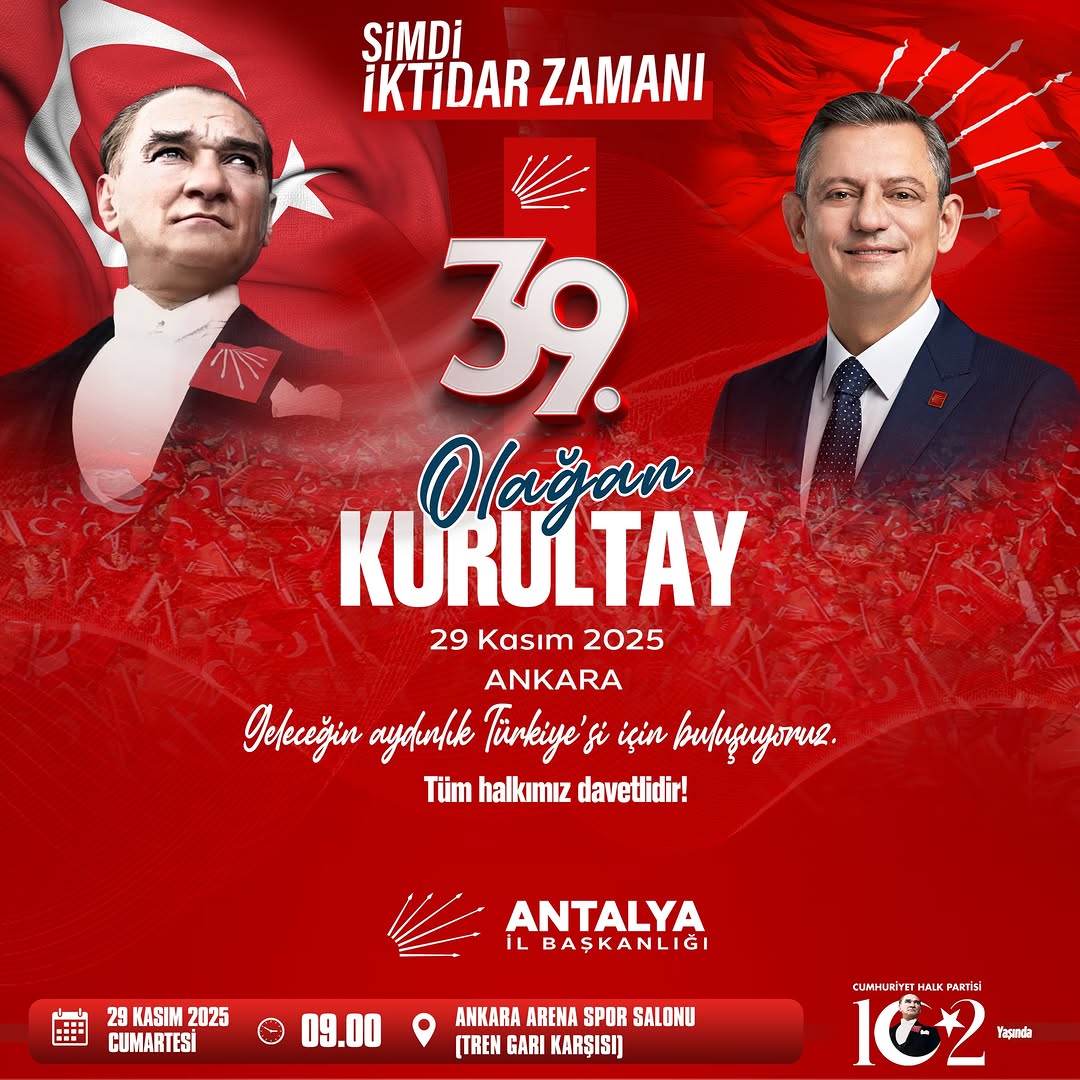 CHP 39. Olağan Kurultayı Ankara'da Gerçekleşecek