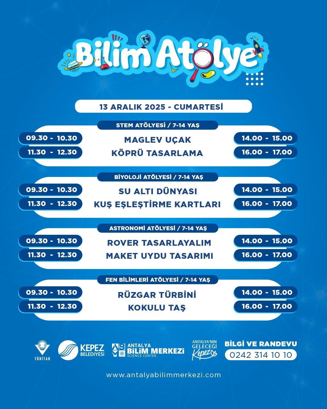 Antalya Bilim Merkezi'nde Tematik ve Bilim Atölyeleri Başlıyor