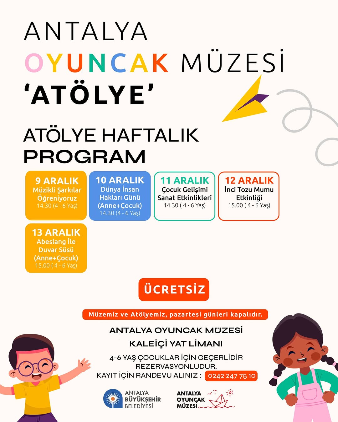 Antalya Oyuncak Müzesi'nde 9-13 Aralık'ta Çocuklar İçin Eğlenceli Etkinlikler
