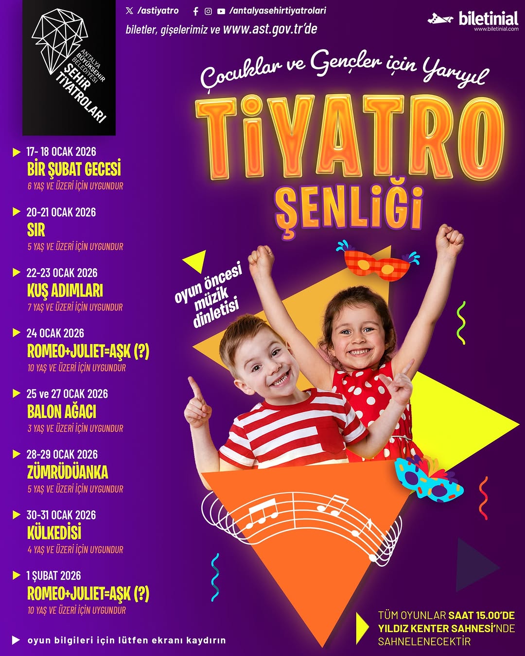 Antalya Şehir Tiyatroları'ndan Yarıyıl Tatiline Özel Çocuk Şenliği