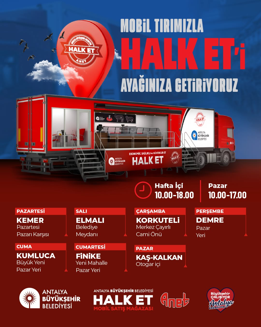 Antalya Büyükşehir Belediyesi Halk Et Mobil Satış Mağazaları ile Hizmette