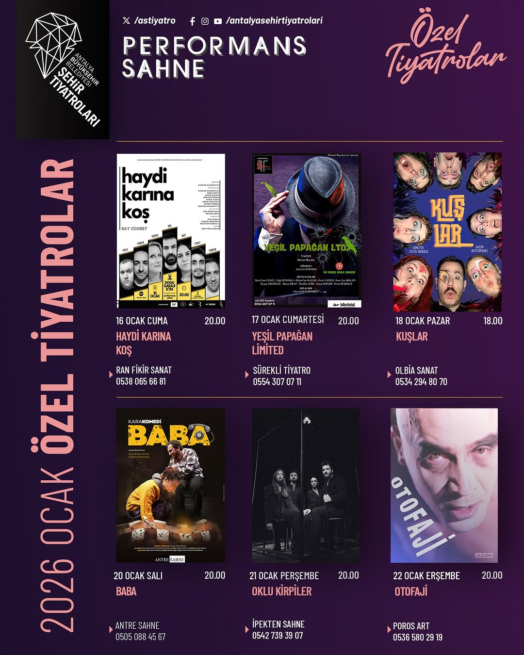 Antalya'da Özel Tiyatrolar Ocak Ayında Performans Sahne'de