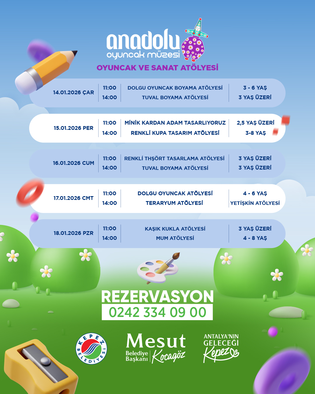 Kepez'de Çocuklar Sanatla Buluşuyor: Anadolu Oyuncak Müzesi'nde Renkli Atölyeler