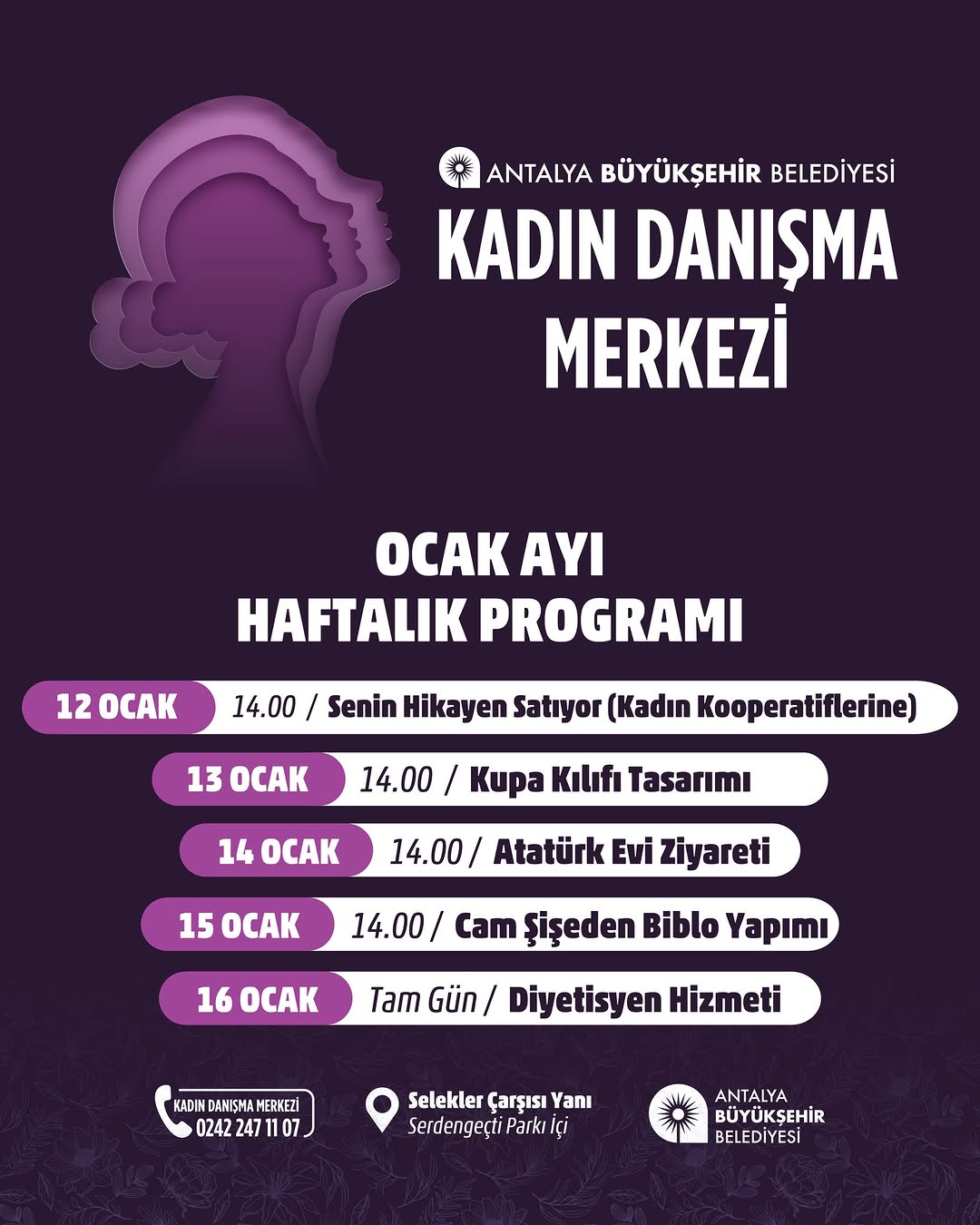 Antalya'da Kadınlara Özel Etkinlik ve Eğitim Programı Açıklandı