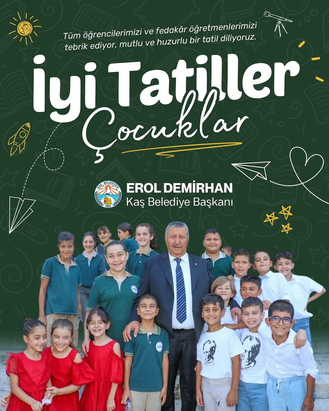 Kaş Belediyesi'nden Öğrencilere Yarıyıl Tatili Mesajı