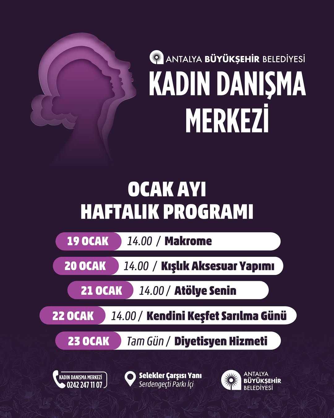 Antalya'da Kadınlara Yönelik Ücretsiz Atölye ve Danışmanlık Hizmetleri