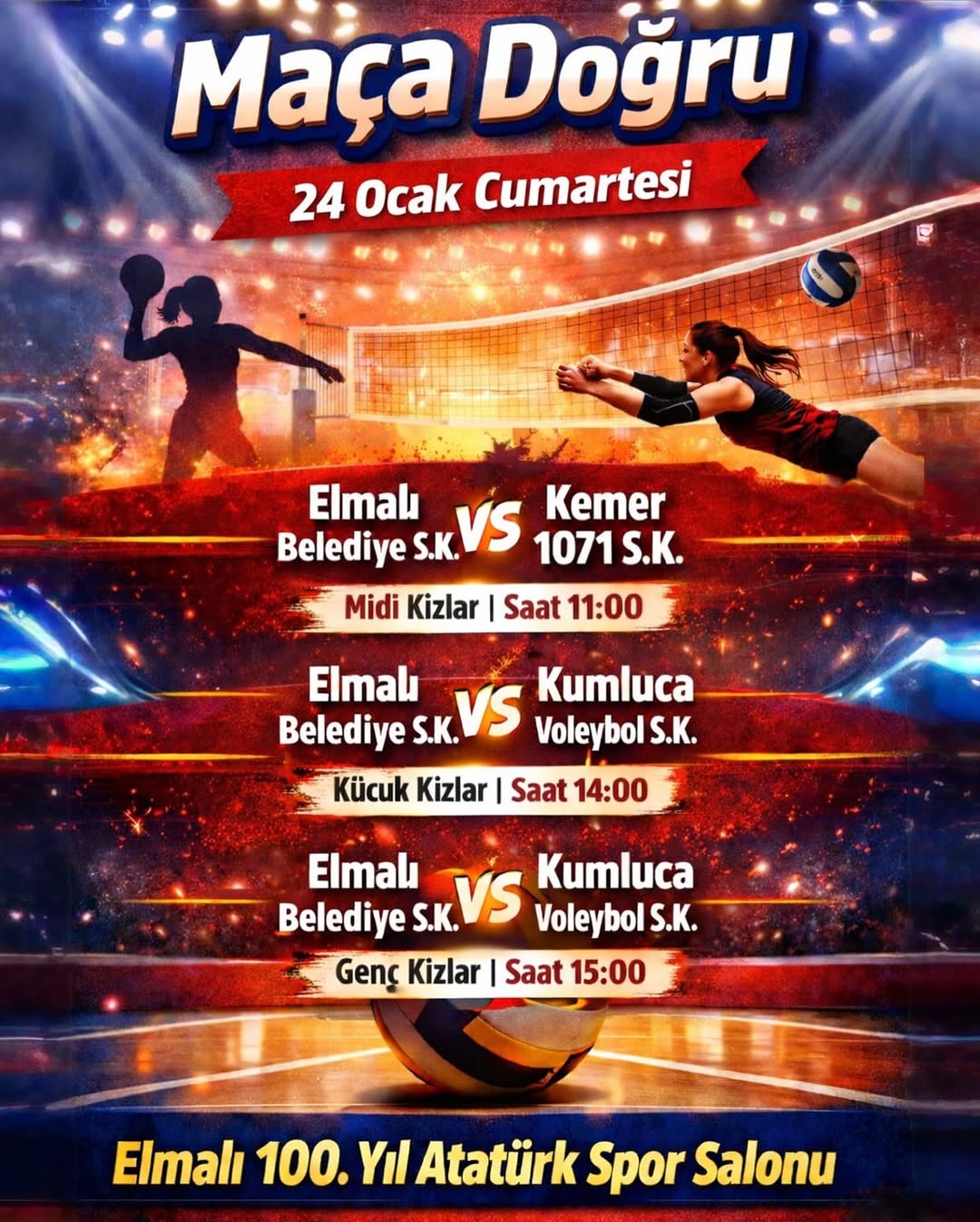 Elmalı Belediye Spor Kız Voleybol Takımları Müsabakalara Hazır