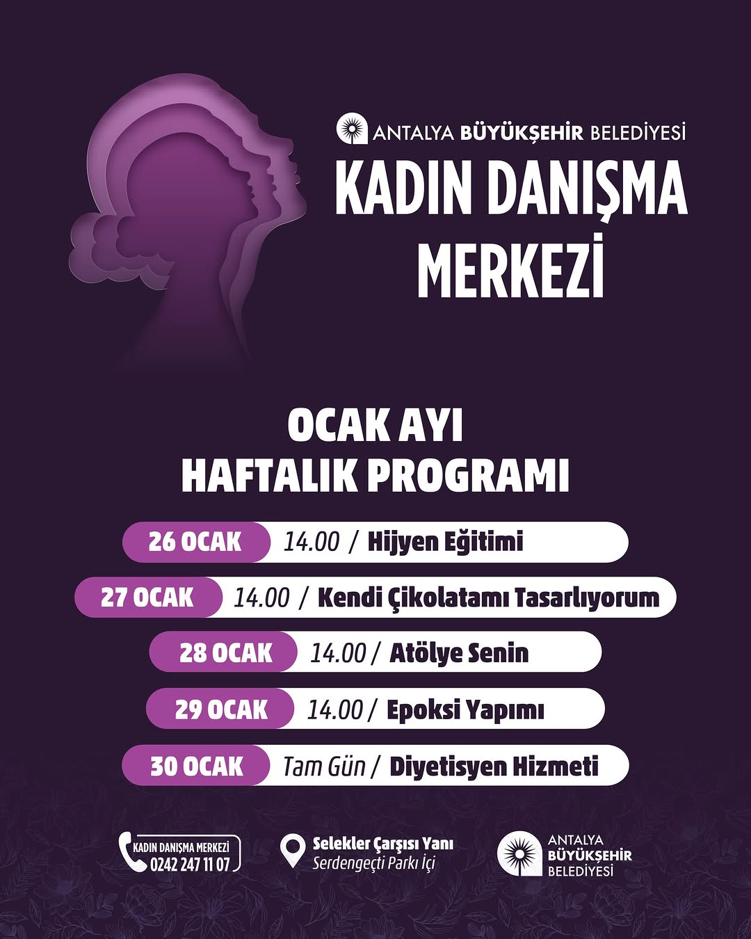 Antalya Büyükşehir Belediyesi'nden Kadınlara Özel Ücretsiz Etkinlik Programı
