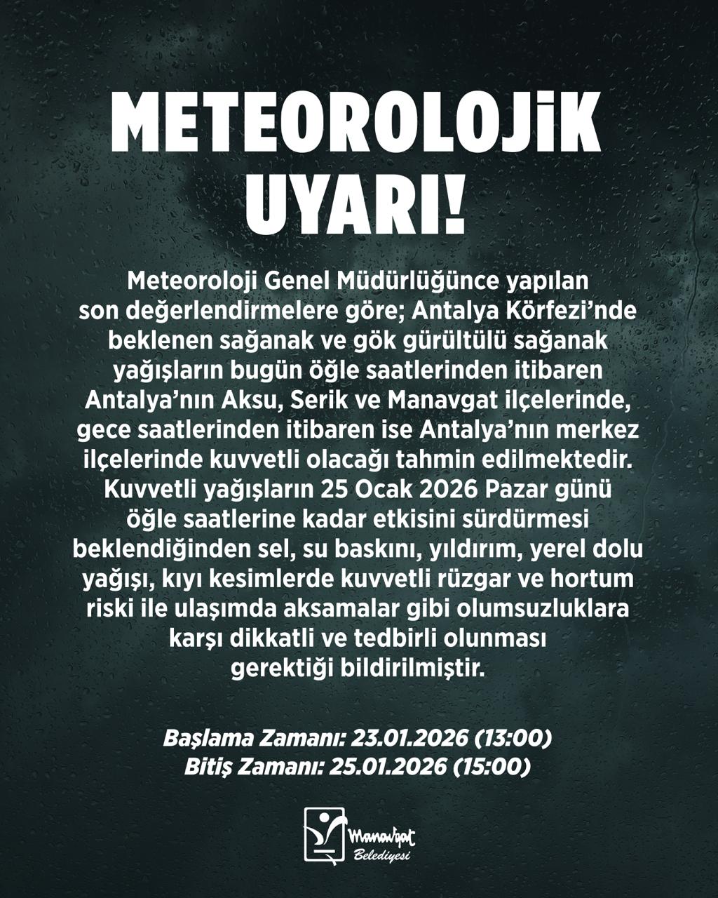 Antalya'da Meteorolojik Alarm: Sağanak Yağış ve Hortum Riski