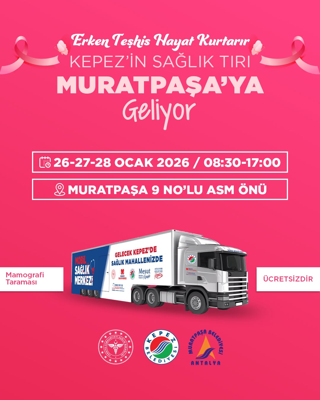 Antalya'da Ücretsiz Meme Kanseri Taraması: Kepez Belediyesi Sağlık Tırı Muratpaşa'da