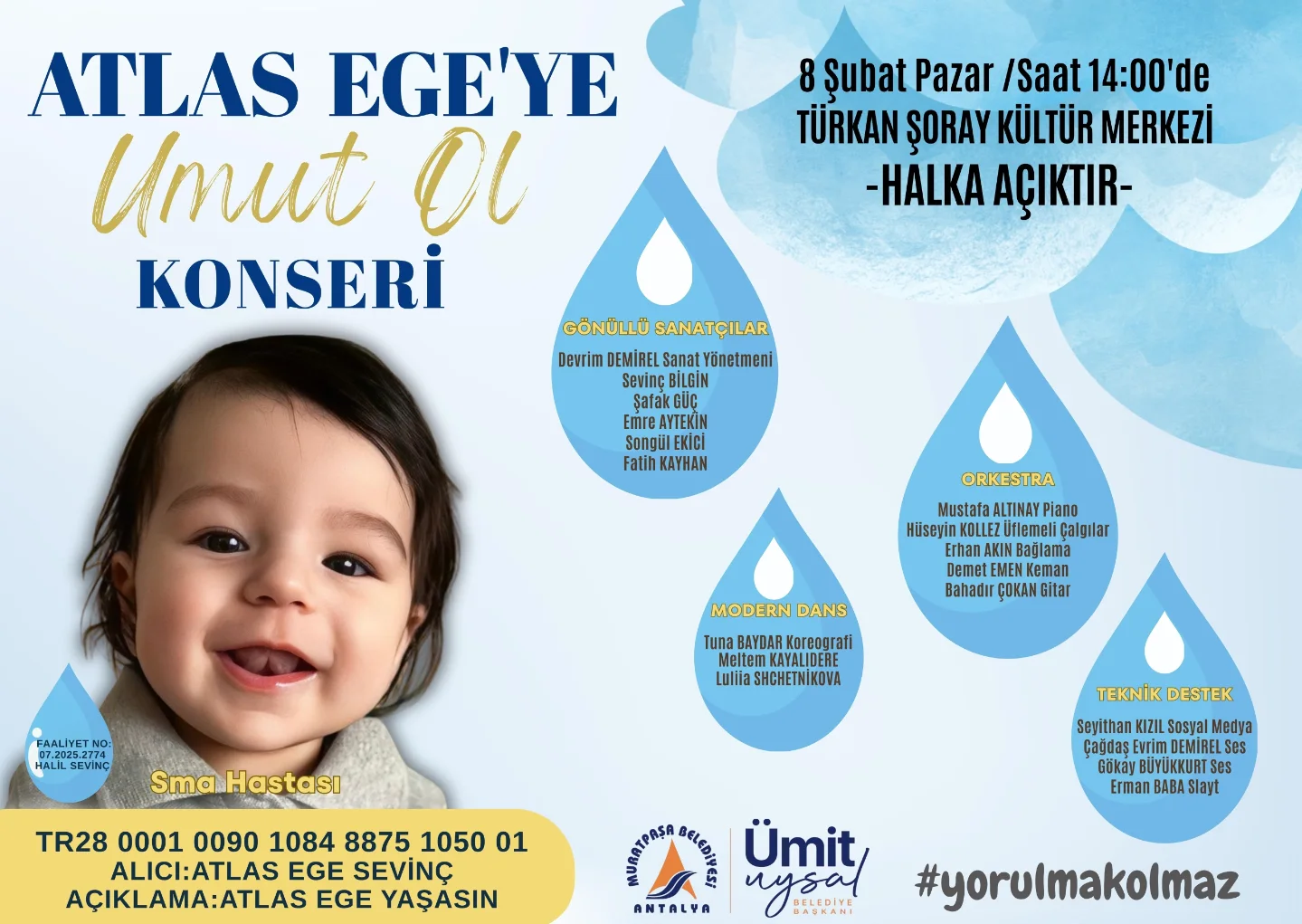 Antalya'da Atlas Ege İçin Umut Konseri Düzenlenecek