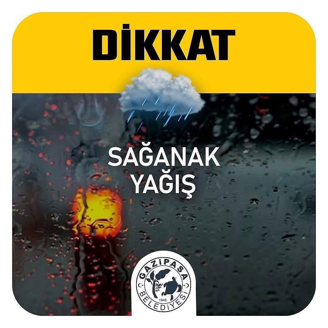 Antalya'da Sarı Kodlu Kuvvetli Sağanak Yağış Uyarısı