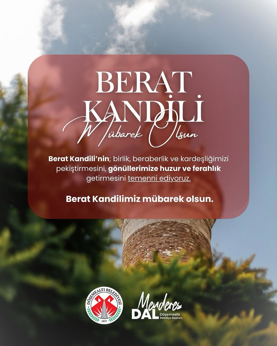 Döşemealtı'nda Berat Kandili Mesajı: Birlik ve Huzur Temennisi