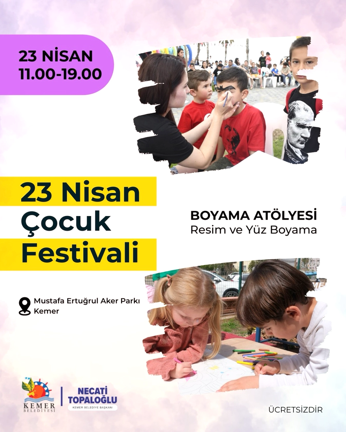 Kemer'de 23 Nisan Çocuk Festivali: Ücretsiz Boyama Atölyeleri