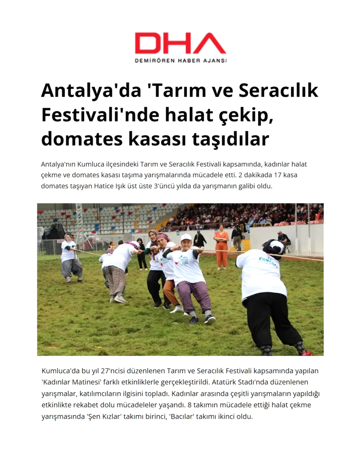 Kumluca'da Kadınlar Matinesi Tarım Festivalinde Öne Çıktı
