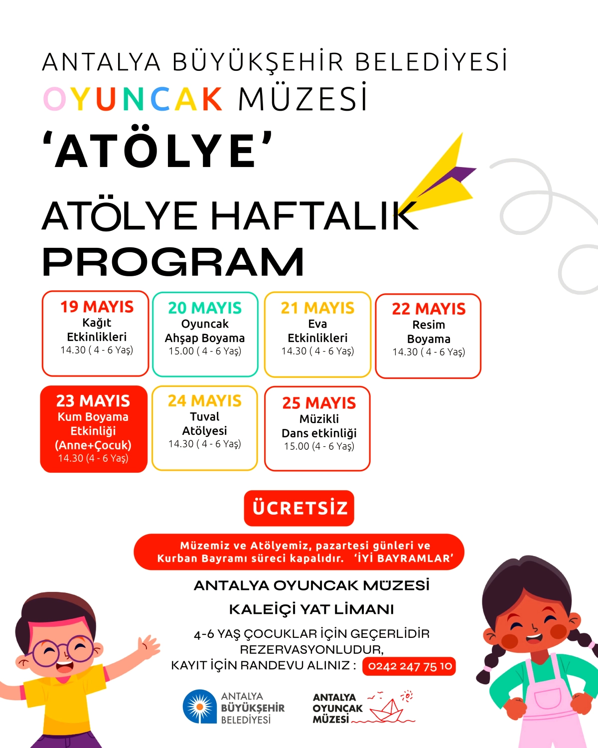 Antalya Oyuncak Müzesi'nde Çocuklara Özel Ücretsiz Haftalık Atölyeler