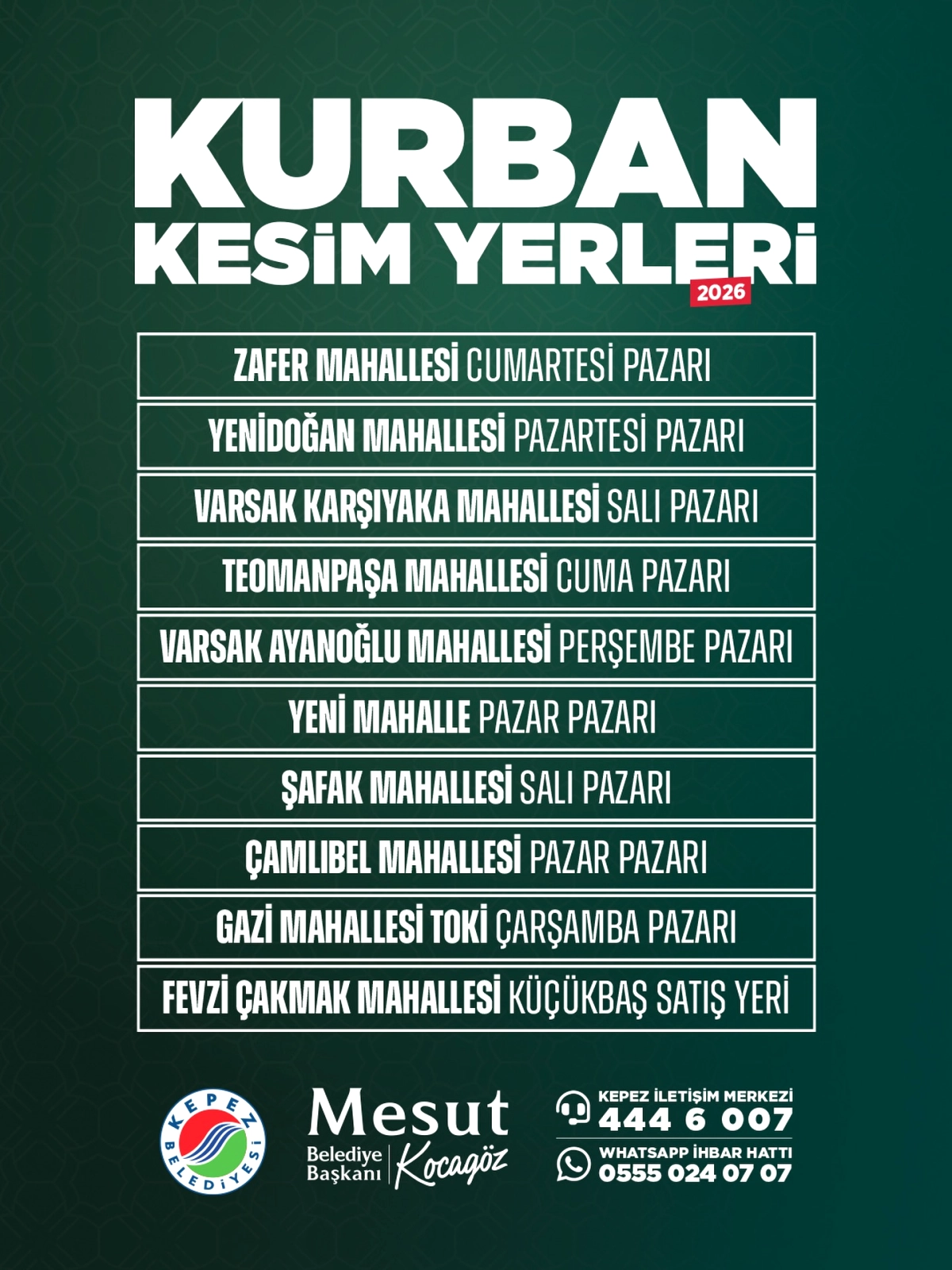 Kepez'de Kurban Kesim Yerleri Belli Oldu: İşte Adresler ve İletişim