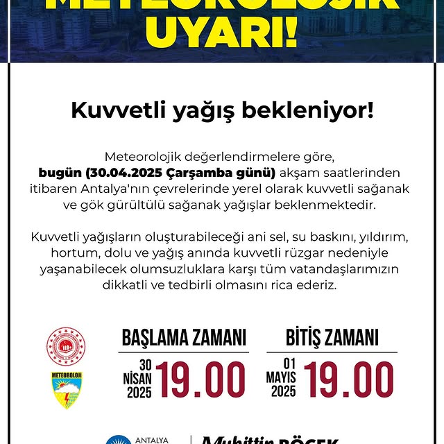 Antalya'da Beklenen Şiddetli Yağışlara Karşı Altyapı Çalışmaları Hızlandırıldı