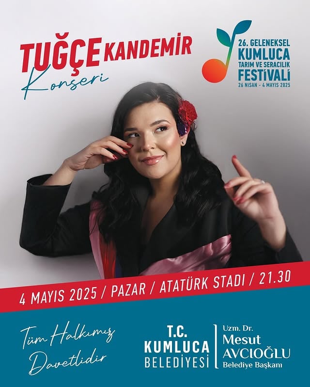 Kumluca'da Tarım ve Seracılık Festivali Coşkusu: Tuğçe Kandemir Konseriyle Unutulmaz Bir Akşam