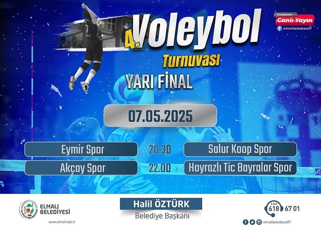 Elmalı'da Voleybol Heyecanı: Dostluk ve Kardeşlik Turnuvasında Yarı Final Akşamı