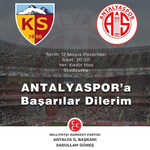 Antalyaspor'a MHP Antalya İl Başkanlığı'ndan Başarılar Dili