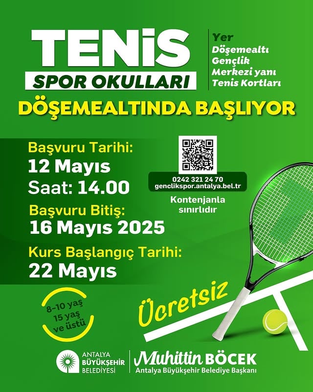 Antalya'da Gençlere Ücretsiz Tenis Kursu Fırsatı!