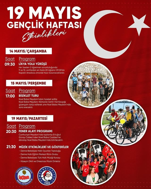 Demre'de Gençlik Haftası Coşkusu Başlıyor: 19 Mayıs Kutlamaları Demre'yi Sardı!