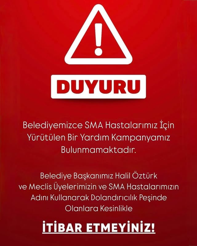 Elmalı Belediyesi SMA Yardımı Dolandırıcılığı Uyarısı