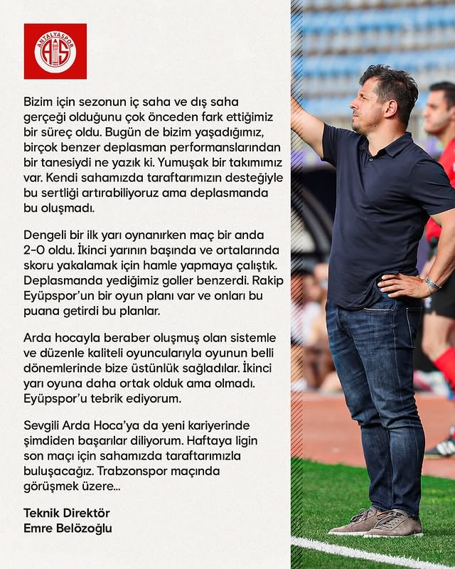 Antalya Spor FK'dan Eyüpspor Maçı Sonrası Değerlendirme