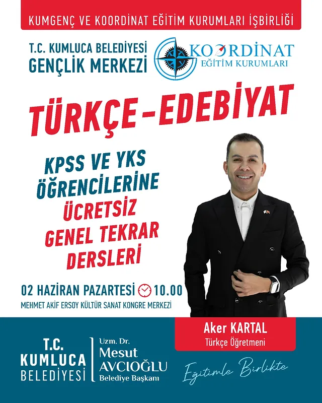 Kumluca Belediyesi'nden Gençlere Ücretsiz KPSS ve YKS Tekrar Dersi Desteği