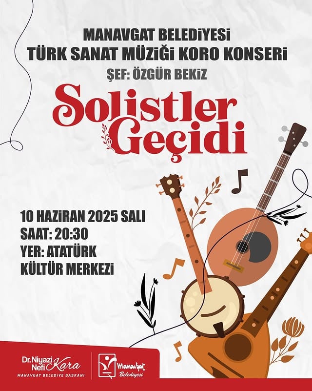 Manavgat Belediyesi Türk Sanat Müziği Korosu Konseri 10 Haziran'da
