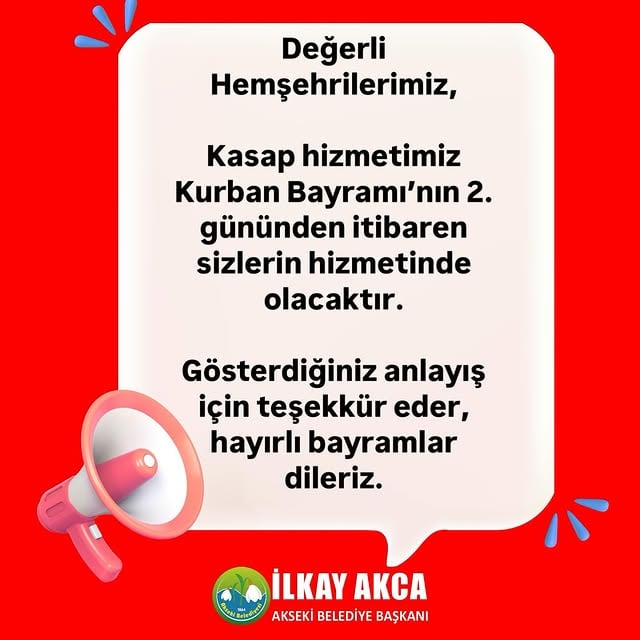 Akseki Belediyesi Kurban Bayramı Kasap Hizmeti Başlıyor