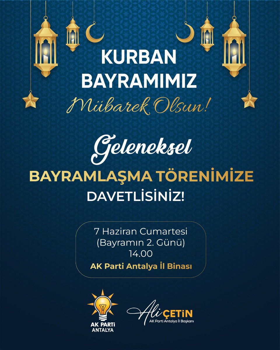 Antalya AK Parti İl Başkanlığı'ndan Kurban Bayramı Mesajı