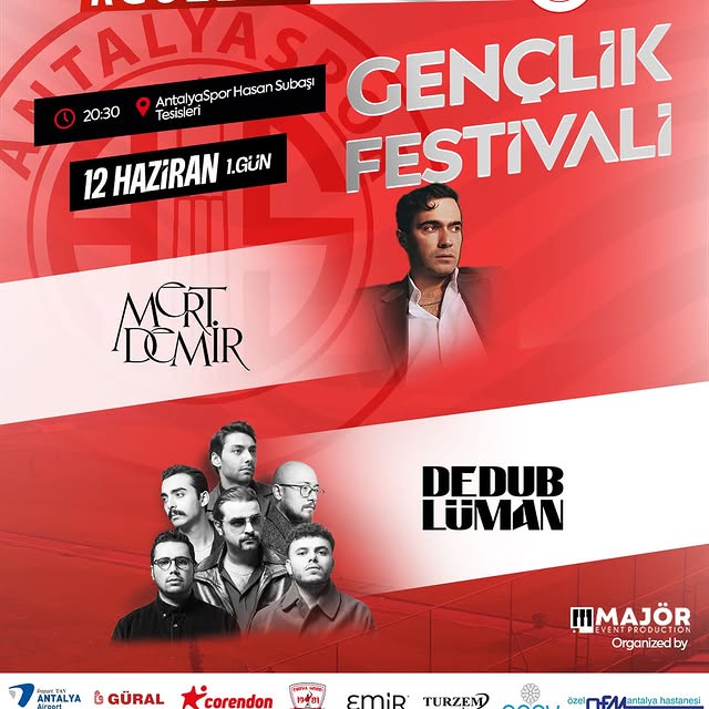Antalyaspor Gençlik Festivali'nde Mert Demir ve Dedublüman Sahne Alacak