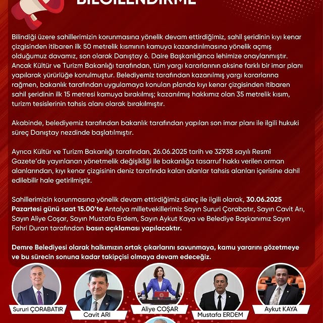 Demre Belediyesi Sahil Koruma Davasında Danıştay Kararı Sonrası Yeni Gelişmeler