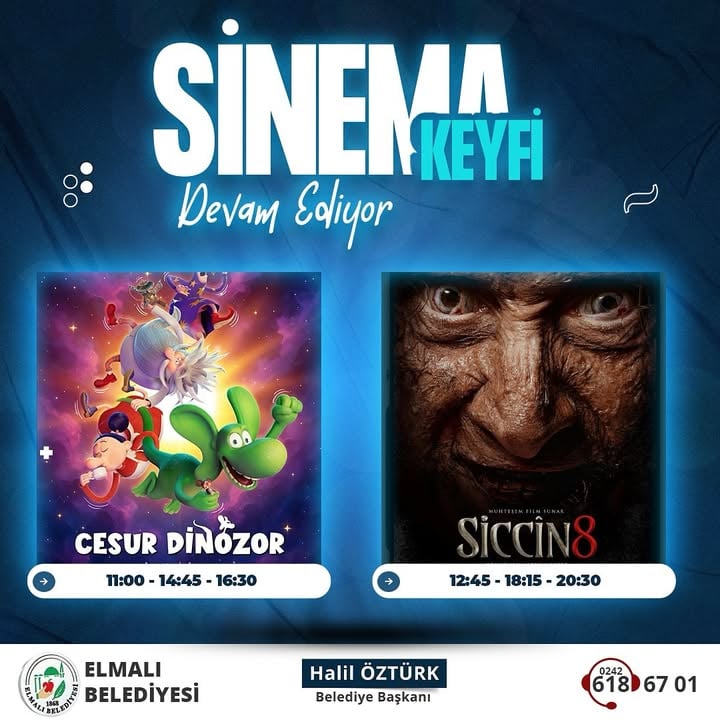 Elmalı'da Sinema Günleri Devam Ediyor: Siccin 8 ve Cesur Dinozor Gösterimde