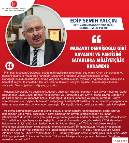 MHP'den Partisine Yönelik Eleştiri: Milliyetçilik Vurgusu