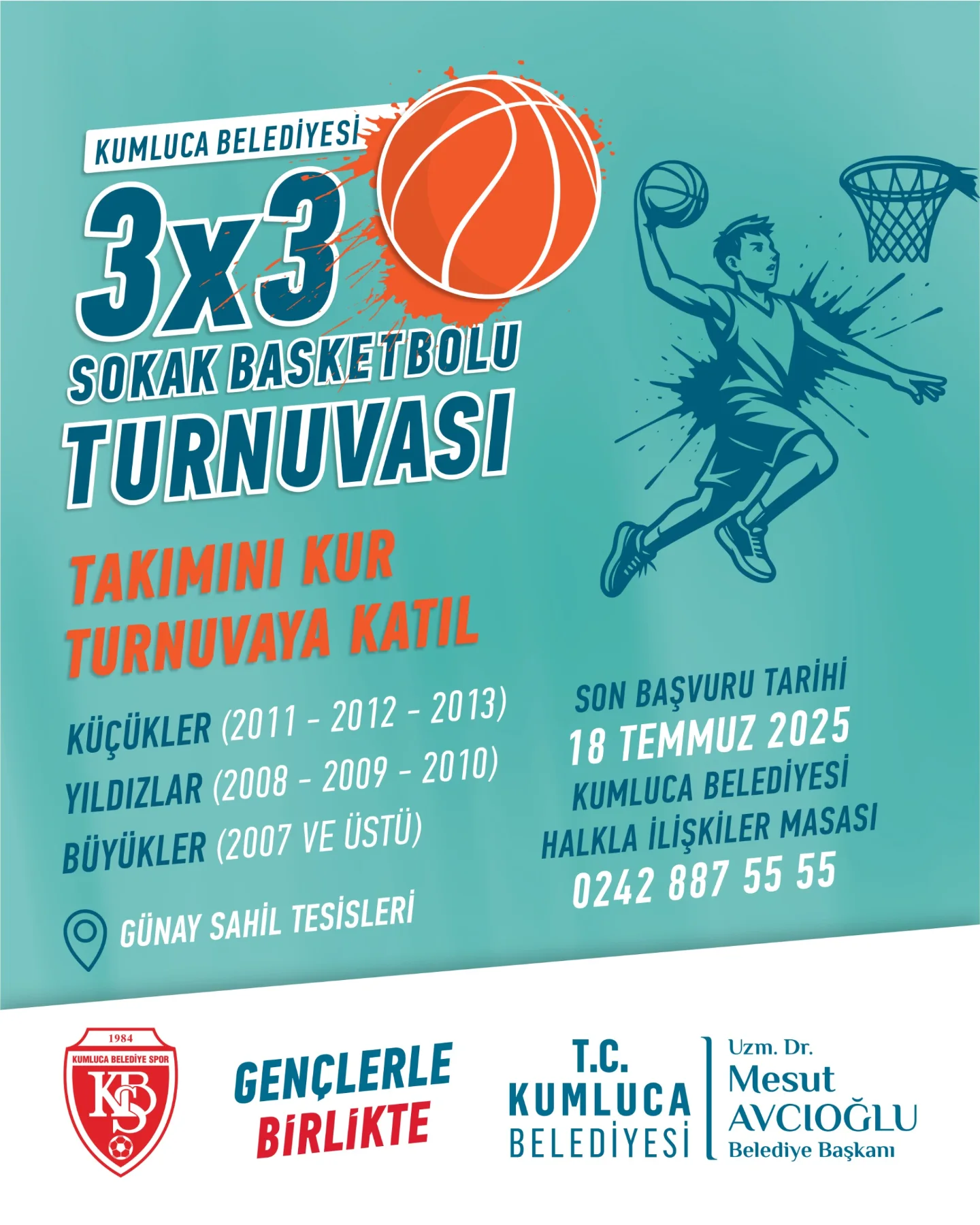 Kumluca Belediyesi 3x3 Sokak Basketbolu Turnuvası Kayıtları Başladı
