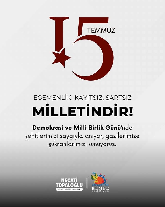 Antalya Kemer Belediyesi'nde Egemenlik Kayıtsız Şartsız Milletindir Sloganı