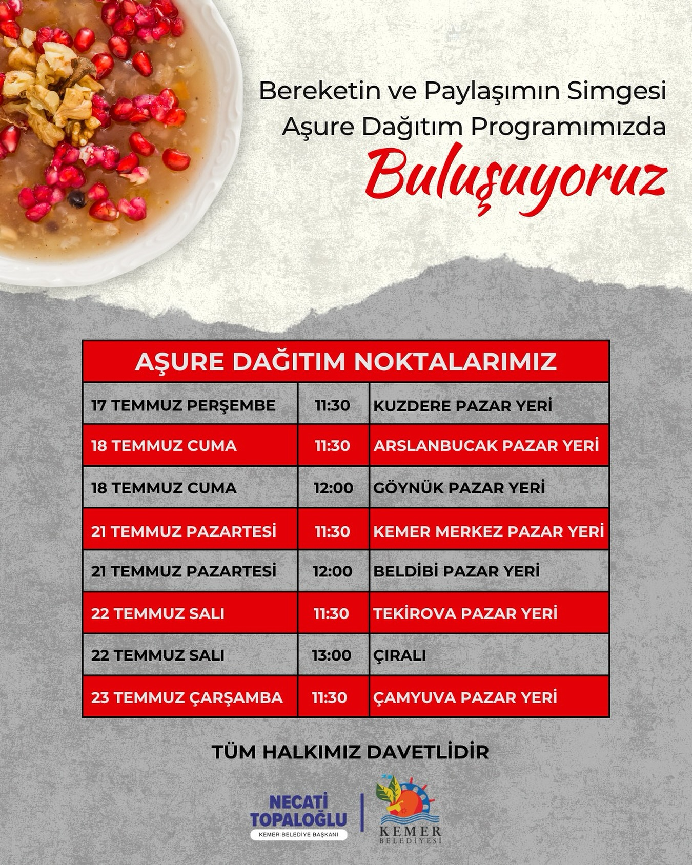 Antalya Kemer Belediyesi Aşure Dağıtımıyla Halkı Buluşturuyor