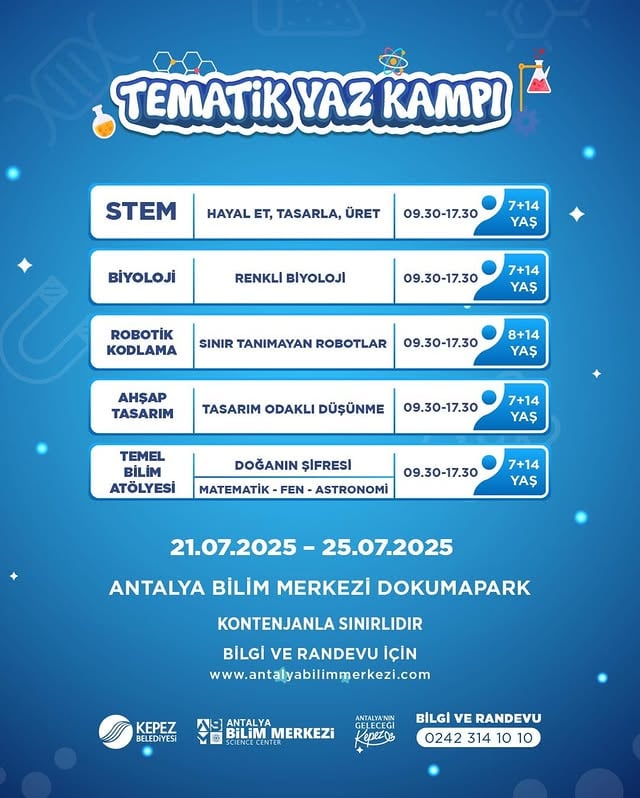 Antalya Bilim Merkezi Yaz Programlarıyla Çocukları Bilimle Buluşturuyor
