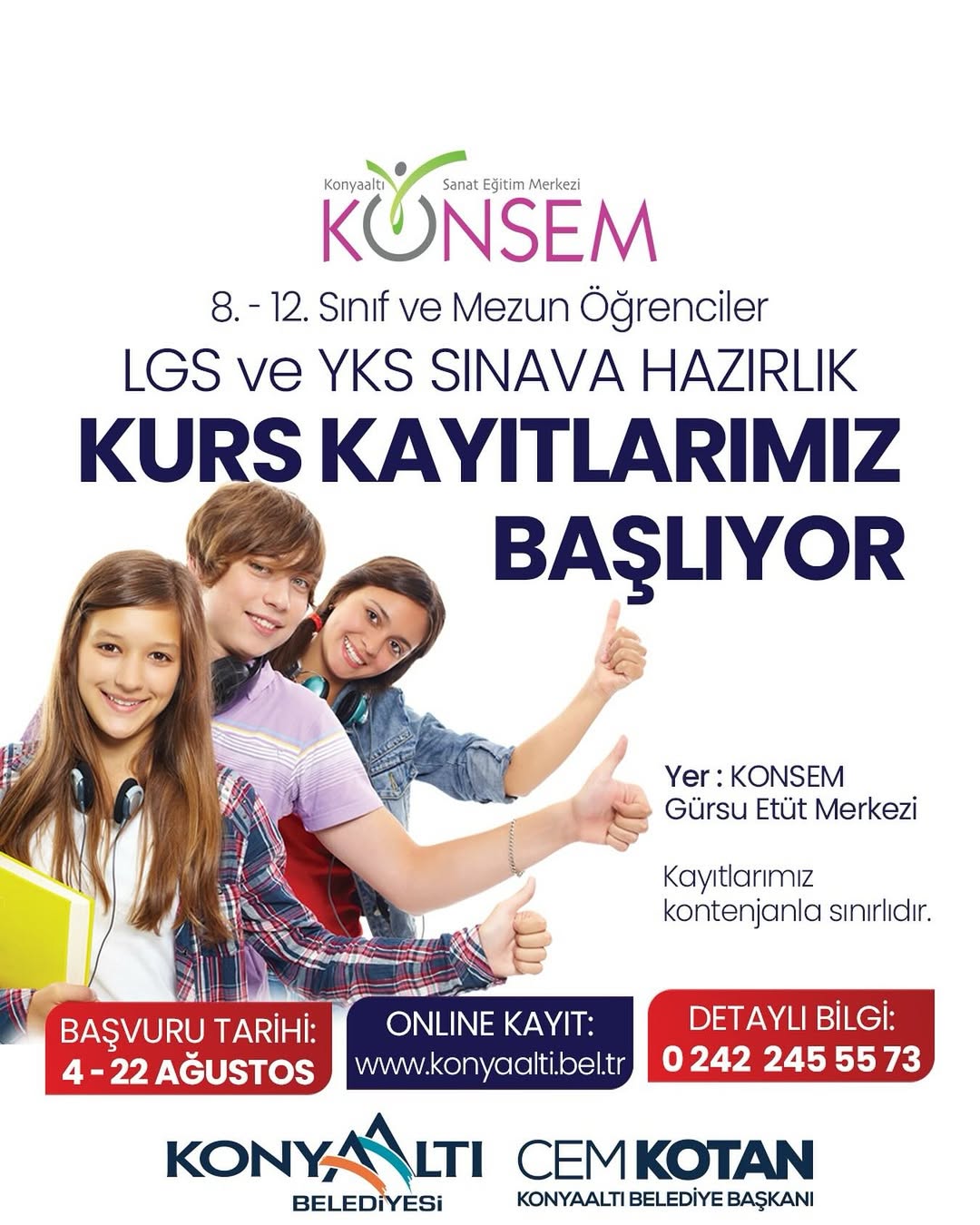 Konyaaltı Belediyesi LGS ve YKS Kursları Başlatıyor: Başvuru Detayları Açıklandı