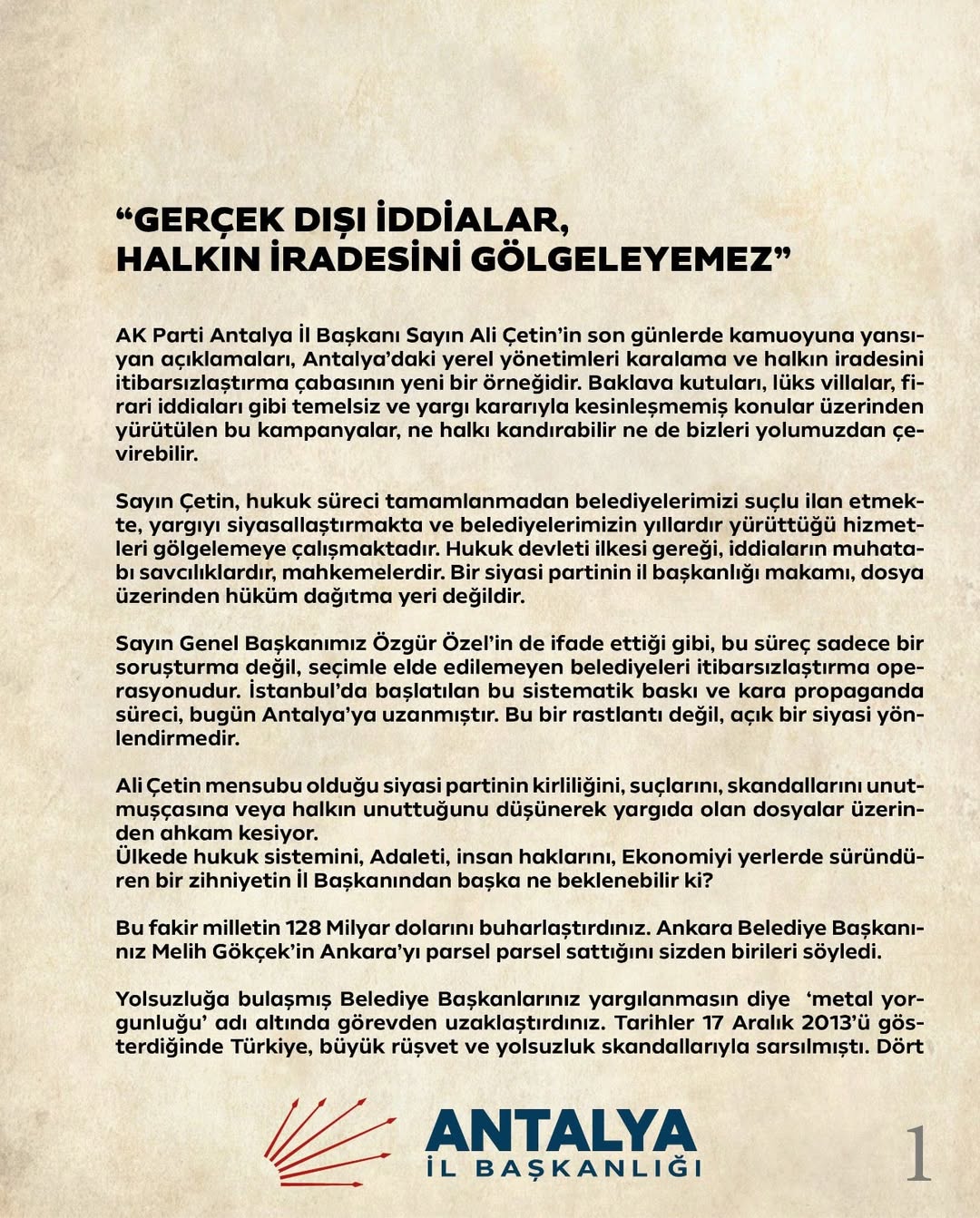 CHP Antalya İl Örgütü, Belediye Başkanlarına Destek Veriyor