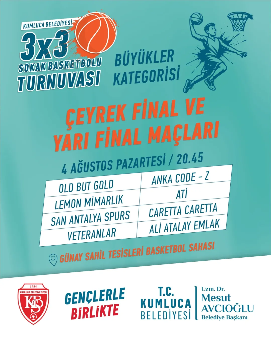 Kumluca'da 3x3 Sokak Basketbolu Heyecanı Çeyrek Final ve Yarı Final Maçlarıyla Devam Ediyor